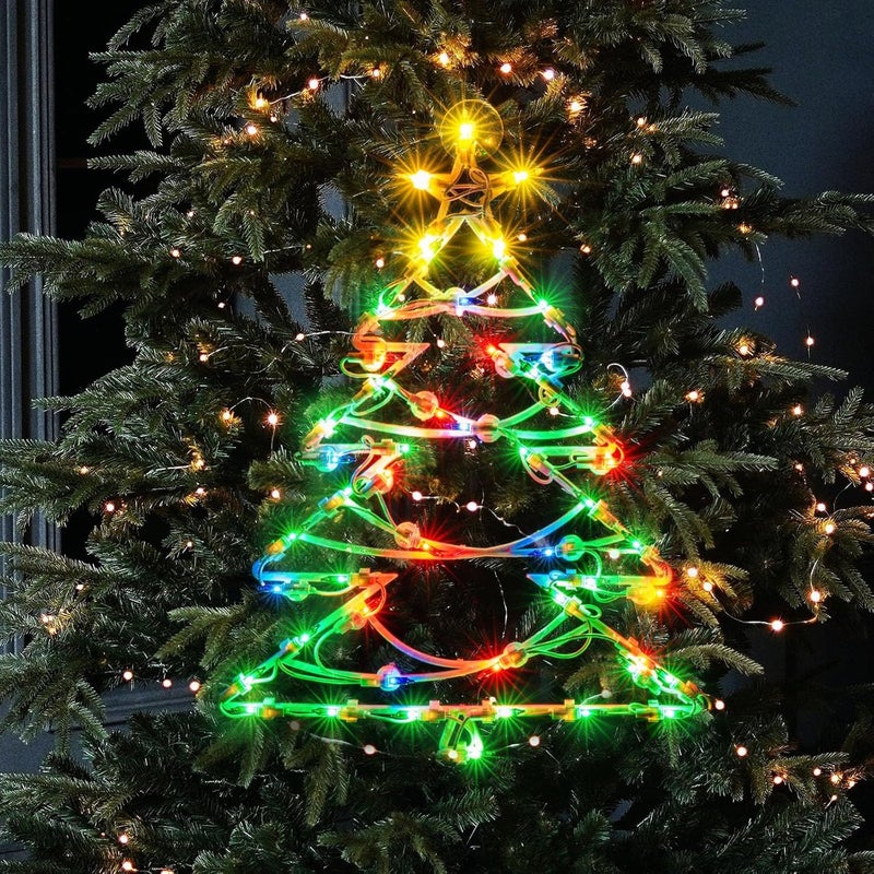 Just-pro Christmas Window Silhouette Lights, Lighted Christmas Tree Double Sided Decorations with 50 Count Incandescent Mini Light for Holiday Indoor Wall Door Glass Decor - Image 4